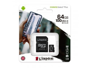 Flash Card Kingston Canvas Select Plus MicroSDHC 64GB Class10 UHS-I